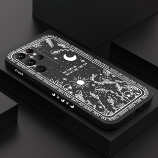 Estilo Retro Flores Brancas Lua Estrela Estojo Para Samsung Galaxy A23 A33 A53 A73 A14 A34 A54 A52 A52S A72 5G A13 A32 A51 A71 4G Capa Macia À Prova De Choque Em SIlicone
