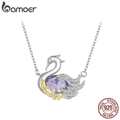 Colar De Fita Bamoer 925 Sterling Cisne Jóias Para Mulheres