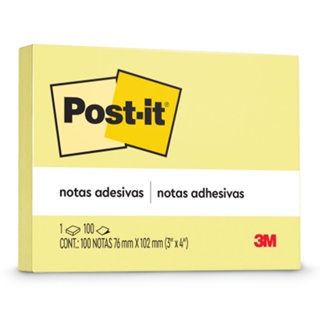 Bloco de notas adesivas Post-it amarelo 76x102mm 100 folhas 3M em Oferta na Shopee