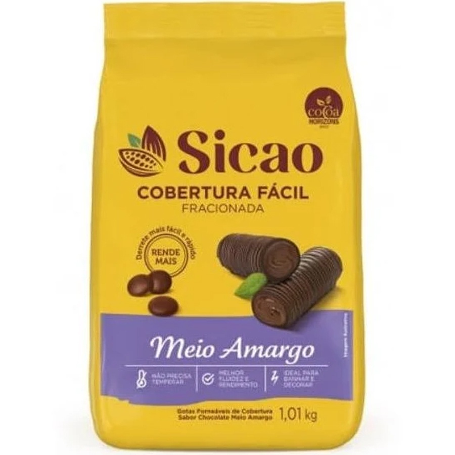 Cobertura Fácil  Meio Amargo - Gotas - 1,01 kg - 1 unidade - Sicao - Rizzo
