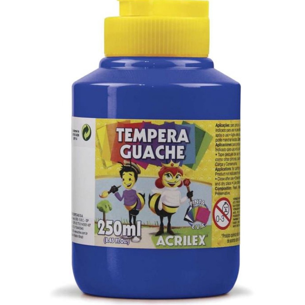 TINTA GUACHE COR AZUL TURQUESA 250ML - ACRILEX