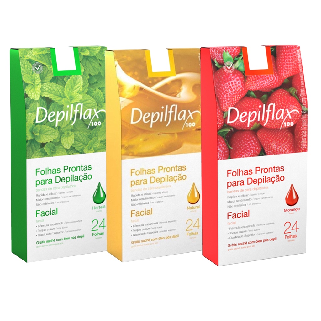 Folhas Prontas Para Depilação Facial C/ 24un Depilflax