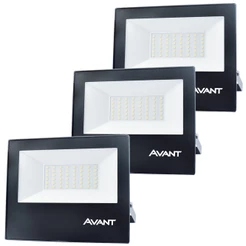3 Refletor Led Slim50 Luz Branco Frio 6500k Bivolt 50w Prova de Água Avant