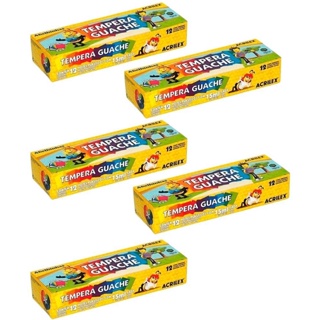 Tempera Guache 12 Cores Acrilex - 15ml - Kit com 5 Caixas em Oferta na Shopee