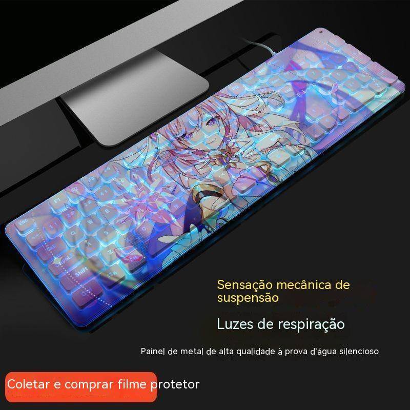 [Best seller] Parque escolar arruinado 3 Alicia anime teclado e-esportes jogo mecânico de luz com fio teclado sem fio personalização [entrega 24 horas]