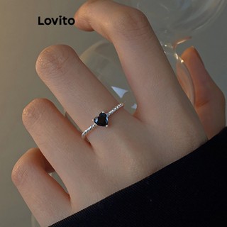 Lovito Anéis de Metal Simples para Mulheres LFA03154 (Prateado)