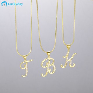 Colar De Ouro 18K Carta De Cristal De Cobre Pingente De Corrente Para Acessórios De Jóias Femininas