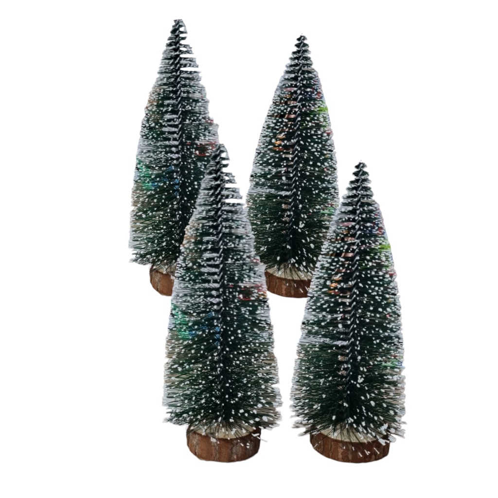 Mini Árvore verde e branca de Natal pinheirinho Decoração Natalina Madeira Enfeite de Natal 20cm