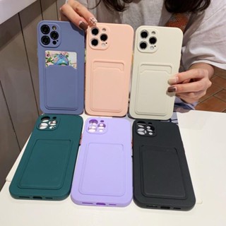 Com Porta-Cartões Silicone Líquido Macio Para iPhone 15 14 13 12 11 Pro Max 14 15 Plus