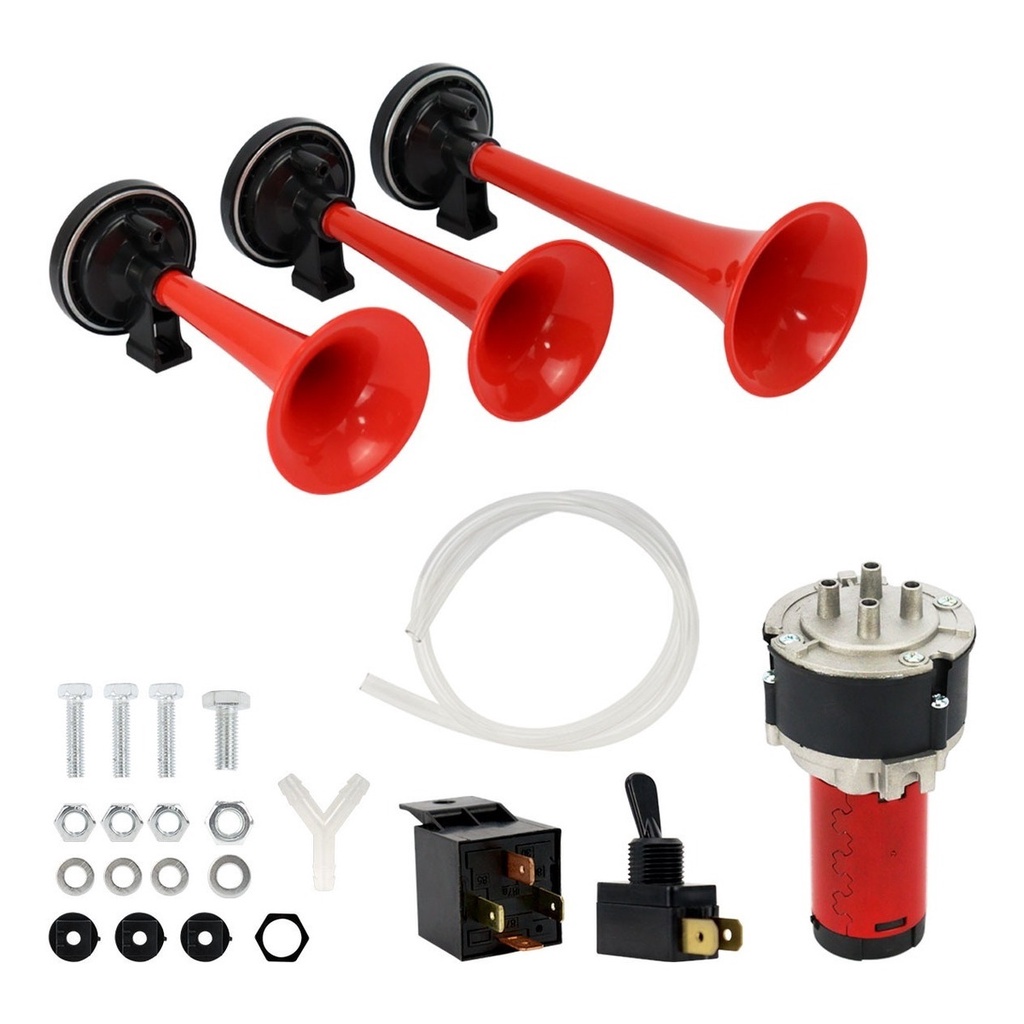 Buzina Ar 3 Cornetas Universal Com Compressor Elétrico 12v em Oferta na Shopee