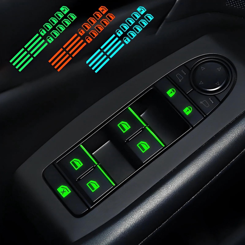 Botão Luminoso Da Janela Do Carro Adesivo Porta Interruptor De Elevação Decalques Fluorescentes Noturnos Decoração Interior Acessórios Automotivos