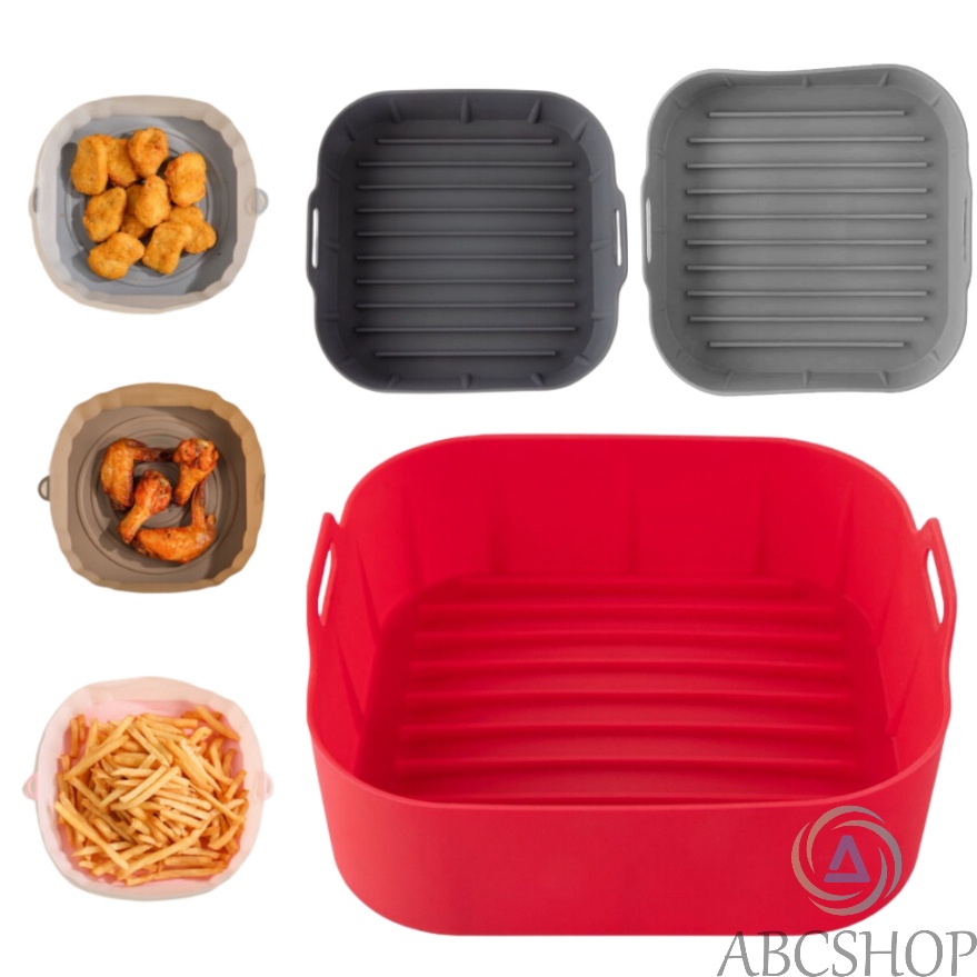 Forma De Silicone Air Fryer Antiaderente Cesto Silicone Fritadeira Elétrica Quadrado