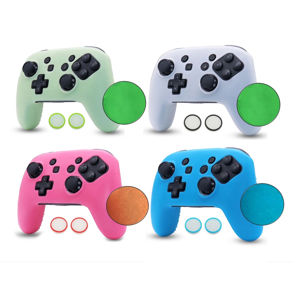Capa Silicone Controle Nintendo Switch PRO Brilhante + Par Grips