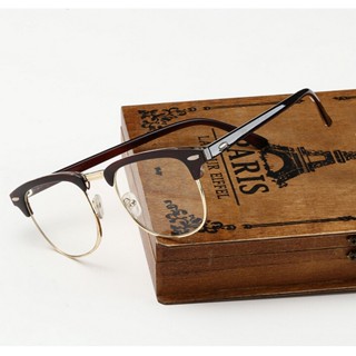 Óculos Redondos com Lentes Claras Clubmaster Unissex Moderno e Vintage - 3016