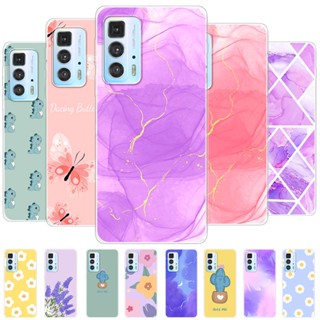 Motorola Edge 20 PRO/S Capa Protetora De Silicone Transparente Flor Macia Tampa Traseira Colorida Para MOTO EDGE20 20 Pára-Choques Do Telefone