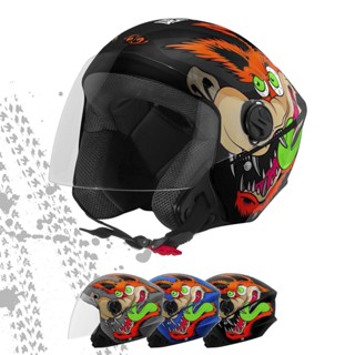 Capacete Cachorro Moto Aberto Envio Em 24 Horas Pro Tork Viseira Cristal e Viseira Fume Preto Bilhante e Fosco