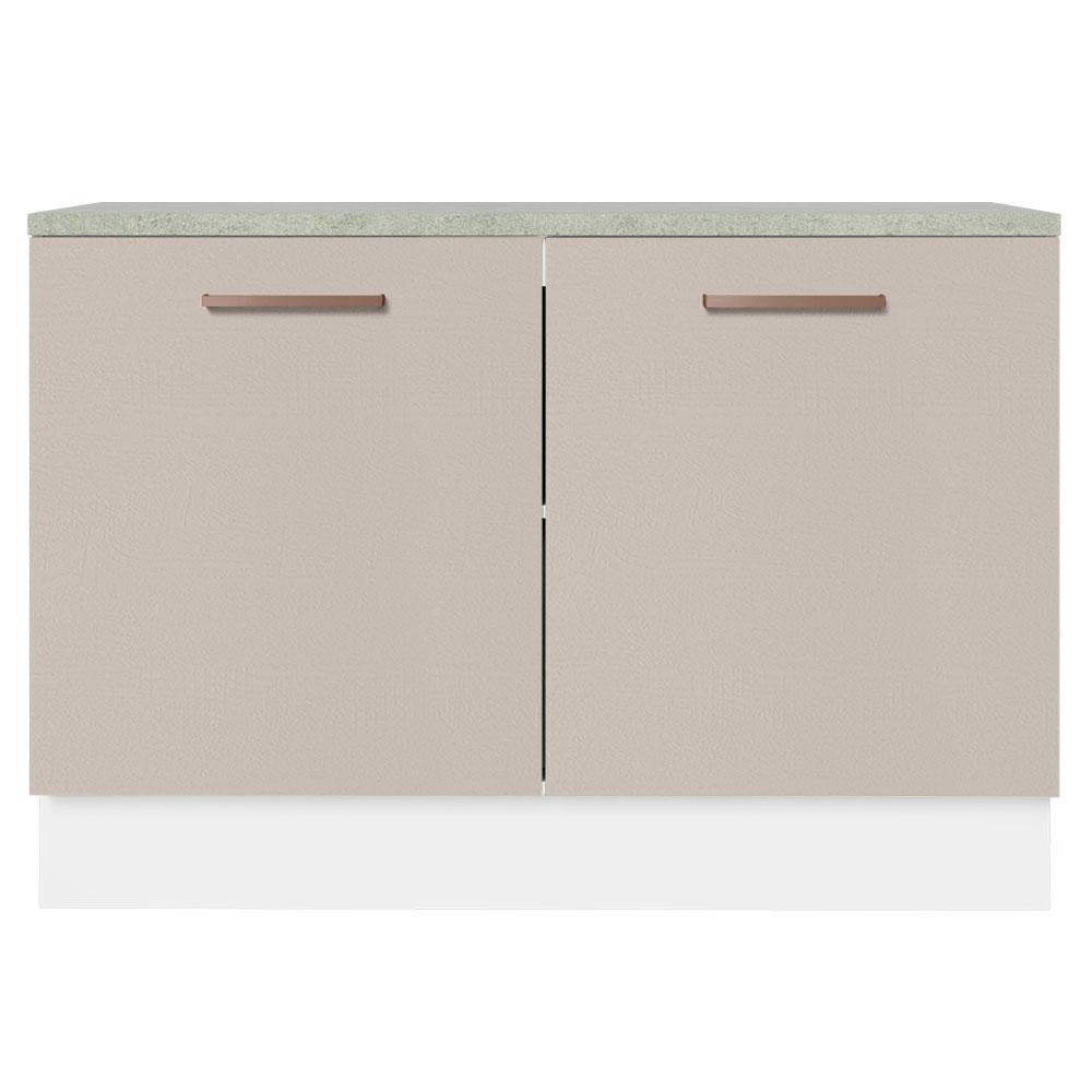 Balcão de Pia Cozinha 2 Portas (Com Tampo) Branco/Crema Agata Madesa