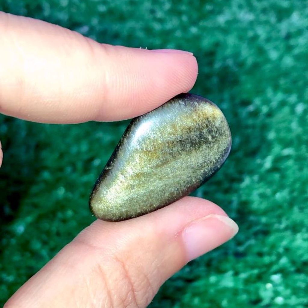 Obsidiana Negra Dourada Rolada Pedra Preta Natural