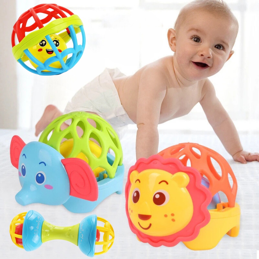 Brinquedo para Bebê De 6 Meses Chocalho Mordedor Infantil Flexível Barulho Bola Macio Recém Nascido Sensorial Menino Menina Silicone Borracha Plástico