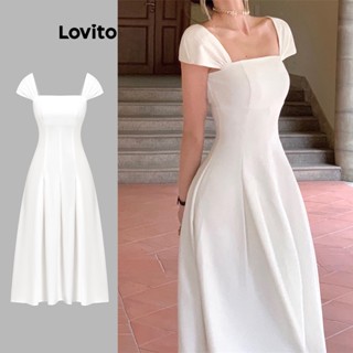 Lovito Elegante Vestido Plissado para Mulheres L74ED186