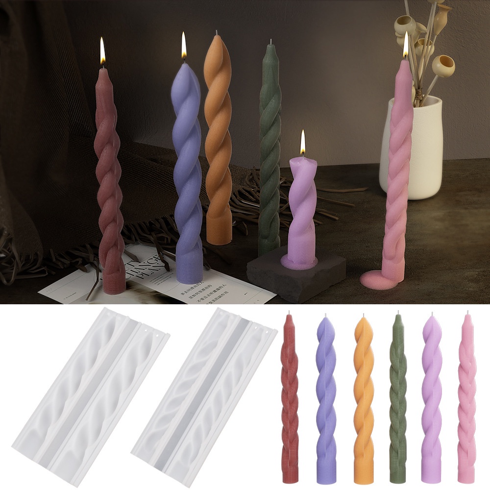 Velas De Molde De Vela Em Espiral Com De Haste Longa Padrão 3D Resina De Silicone Decoração De Casa em Oferta na Shopee