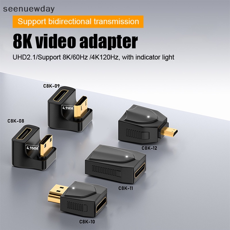 [seenuewday] Conversor De Vídeo HDTV 8K 60HZ Para Mini-C Adaptador HD 4K 120HZ Micro-D Monitor De TV Por Telefone Portátil BR