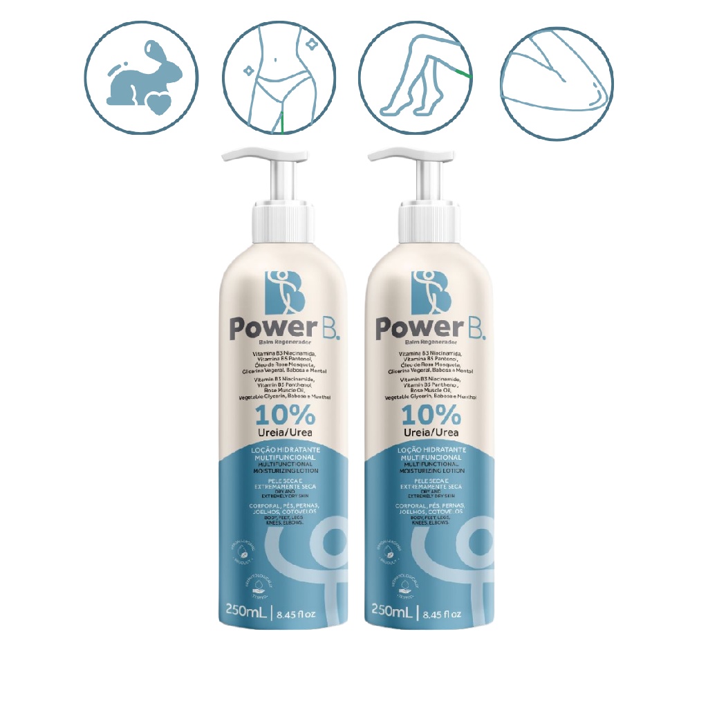 Kit 2 Locao Hidratante Corporal Pele Seca Power B 250Ml