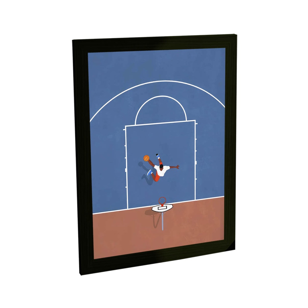 Quadro Decorativo A4 Quadra Basquete Enterrada De Cima