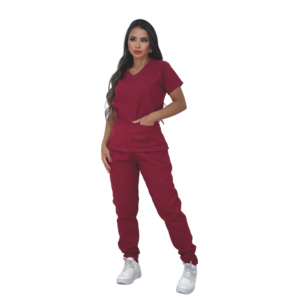 Pijama Cirúrgico Conjunto Hospitalar Profissional - Scrub Unissex Gola V