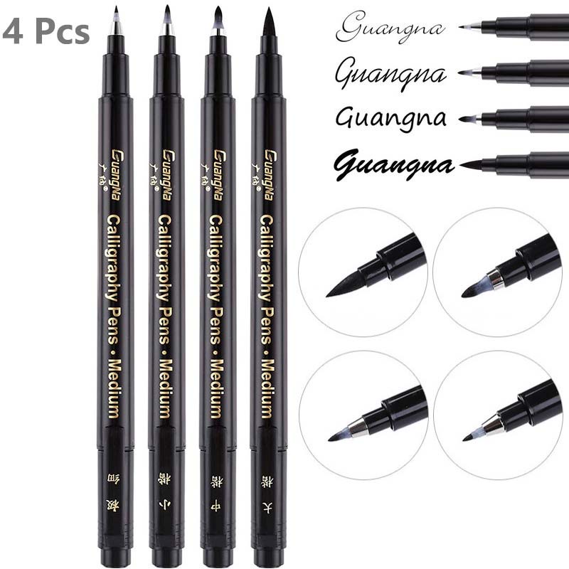 5 Pcs/Se Conjunto De Canetas De Pincel De Alta Qualidade Caligrafia Marcador De Arte Para Material Escolar De Escritório Papelaria em Oferta na Shopee