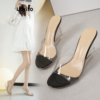 Lovito Salto Transparente Casual Com Fita Com Fenda Simples Para Mulheres LCS04027