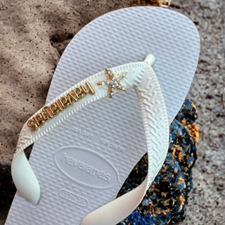 Havaianas Top Branca + Escrita Dourada + Estrela do Mar