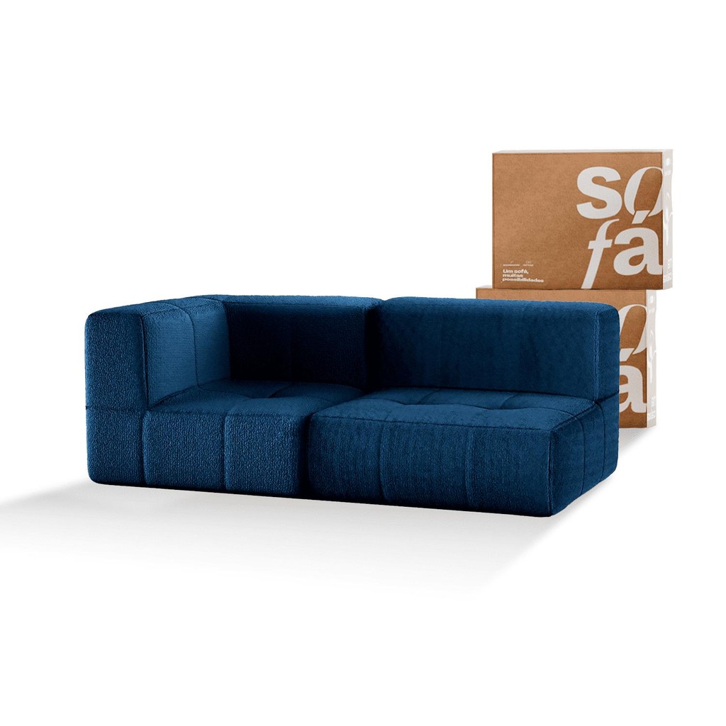 Sofá 2 lugares Modular - Sofá na Caixa	em Boucle com 2 Módulos 1,72m - 1 Braço - Home & Living
