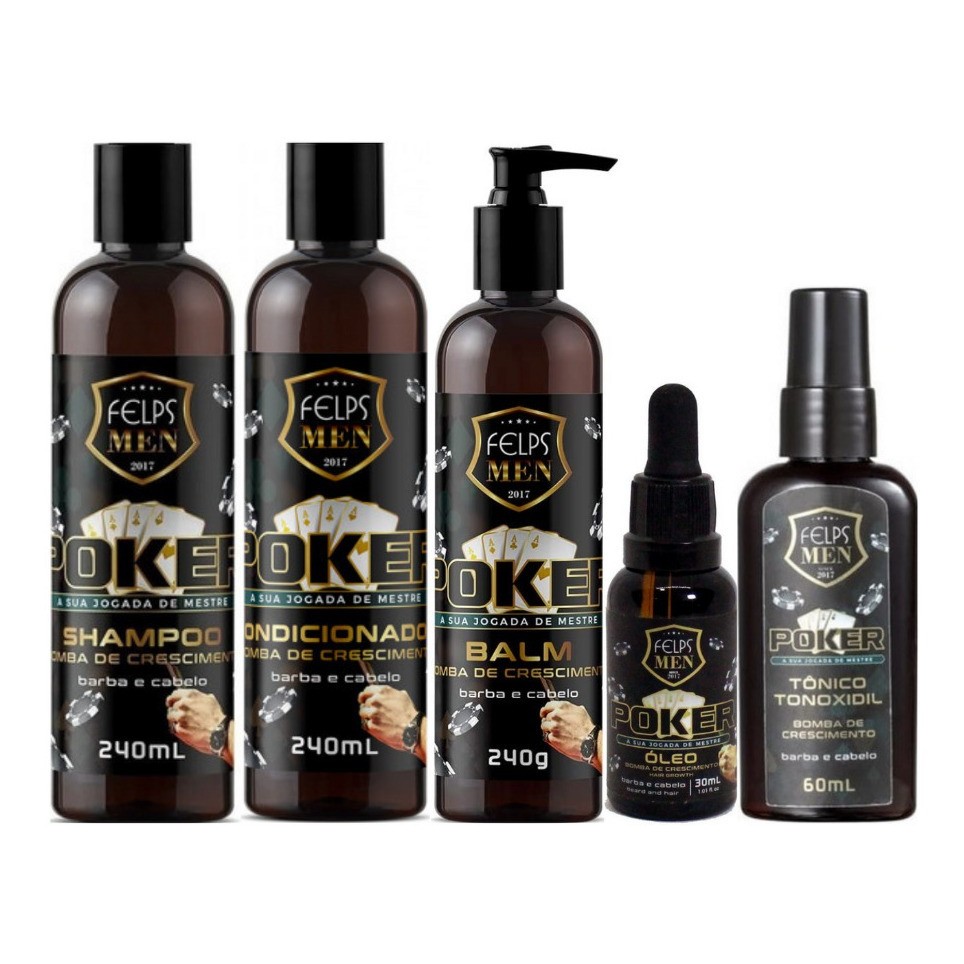 Kit Felps Men - Shampoo 240ml + Condicionador 240ml + Balm 240ml + Óleo 30ml + Tônico 60ml