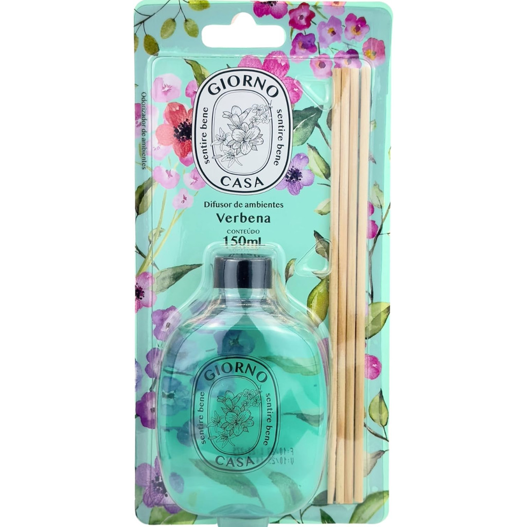 Difusor de Fragrância Para Casa Perfumada e Aromatizada, Verbena, Giorno Casa, 150 ml, Turquesa