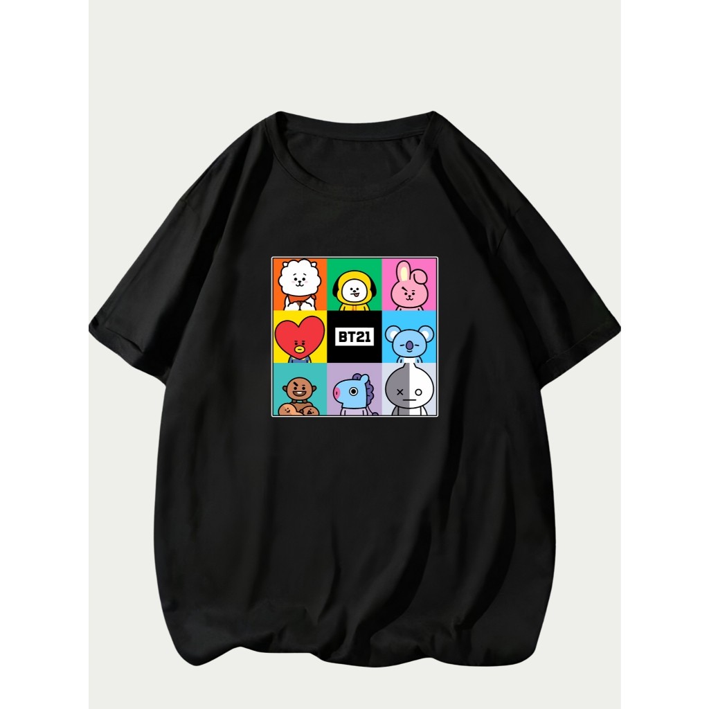 Camiseta Estampada BTS Kpop Bangtan BT21 BTS Kpop Banda 100% Algodão