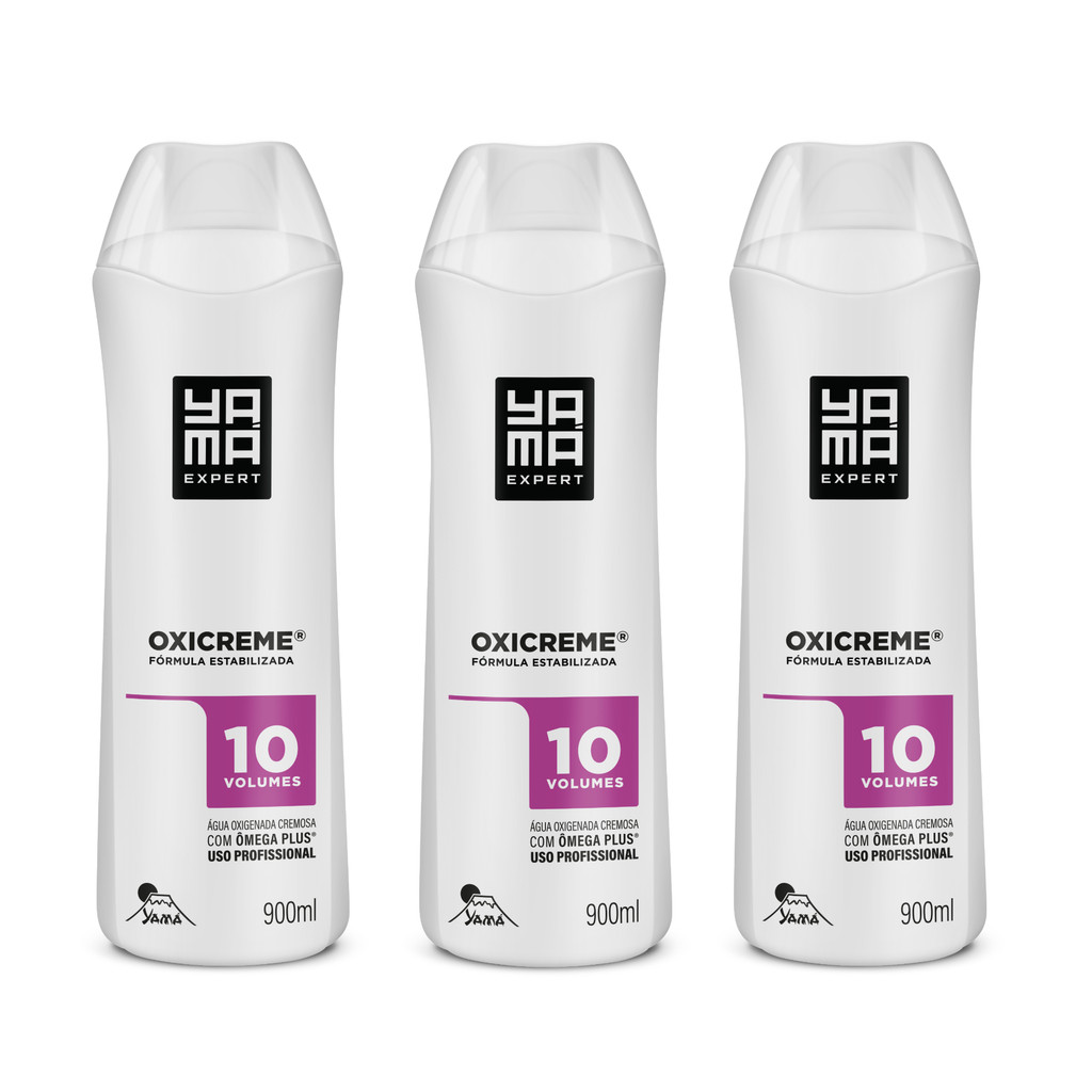 Kit Com 3 Água Oxigenada Cremosa Yamá 10 vol - 900ml