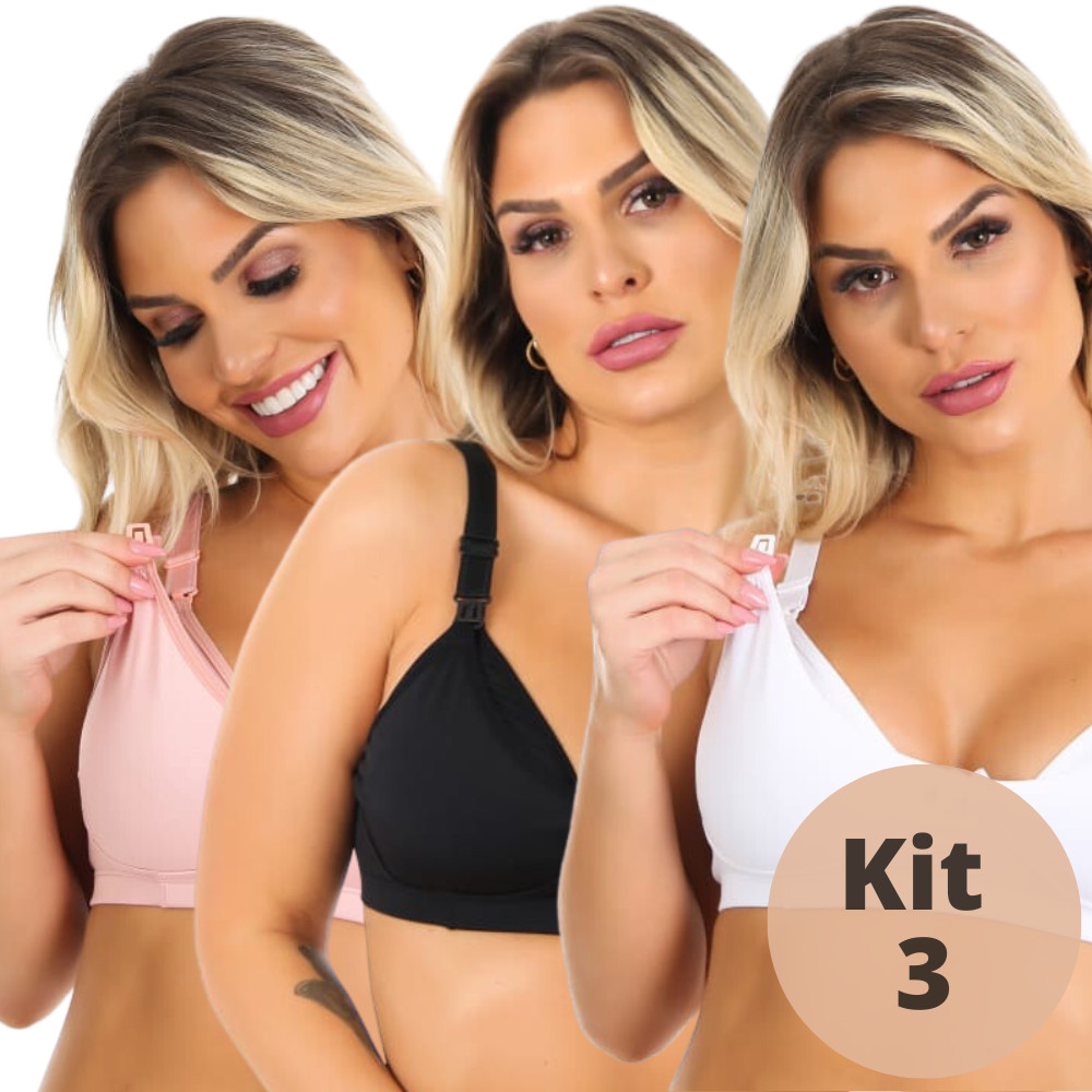 Kit 3 Sutiã Amamentação Reforçado Gestante Grávida Maternidade sutian - AmaLiz em Oferta na Shopee