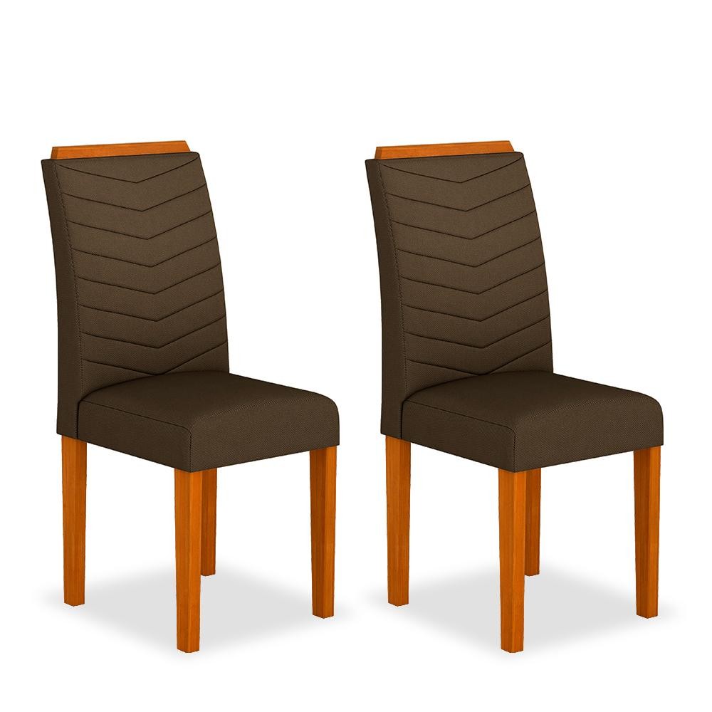 Kit 2 Cadeiras Lisboa Wood Mesa De Jantar Cin/marro - Moveis Arapongas