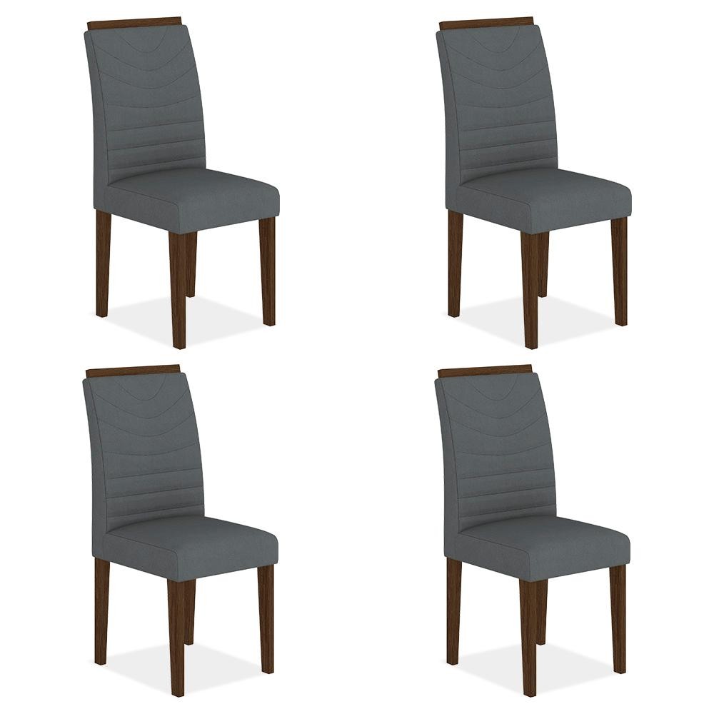 Kit 4 Cadeiras Estofadas Lima Imbuia/cinza - Móveis Arapongas em Oferta na Shopee