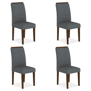 Kit 4 Cadeiras Estofadas Lima Imbuia/cinza - Móveis Arapongas em Oferta na Shopee