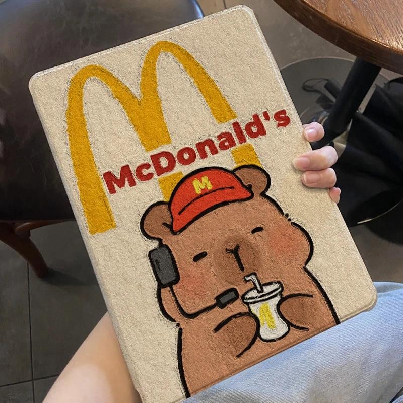 Capa Capinha Silicone Flip McDonald's para Tablet Samsung Galaxy Tab S6 Lite A9 PLUS S9 FE PLUS + Case Slot para Caneta