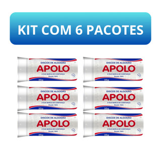 Kit 6 Algodão Disco Apolo 35g Ideal Limpeza e Cuidado Facial Maciez e grande poder de absorção em Oferta na Shopee