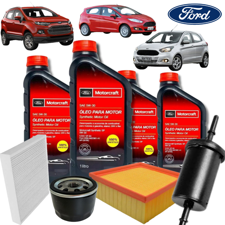 KIT REVISÃO 5W30 MOTORCRAFT SP + FILTROS ( NEW FIESTA / ECOSPORT 1.6 2012 > )