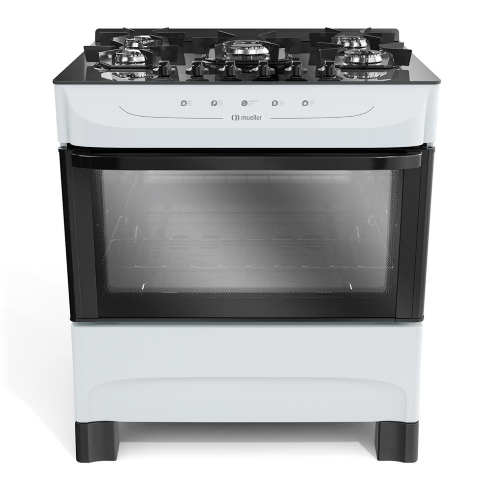 Fogão Mueller 5 Bocas Mesa de Vidro e Acendimento Automático MFV5BB