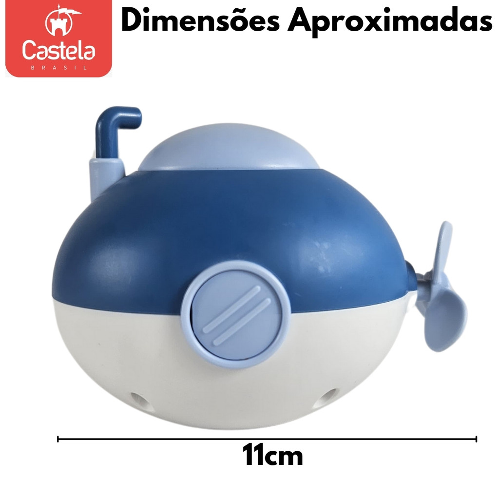 Detalhes do Brinquedo de Banho Infantil Submarino C/ Movimento a Corda - Castela