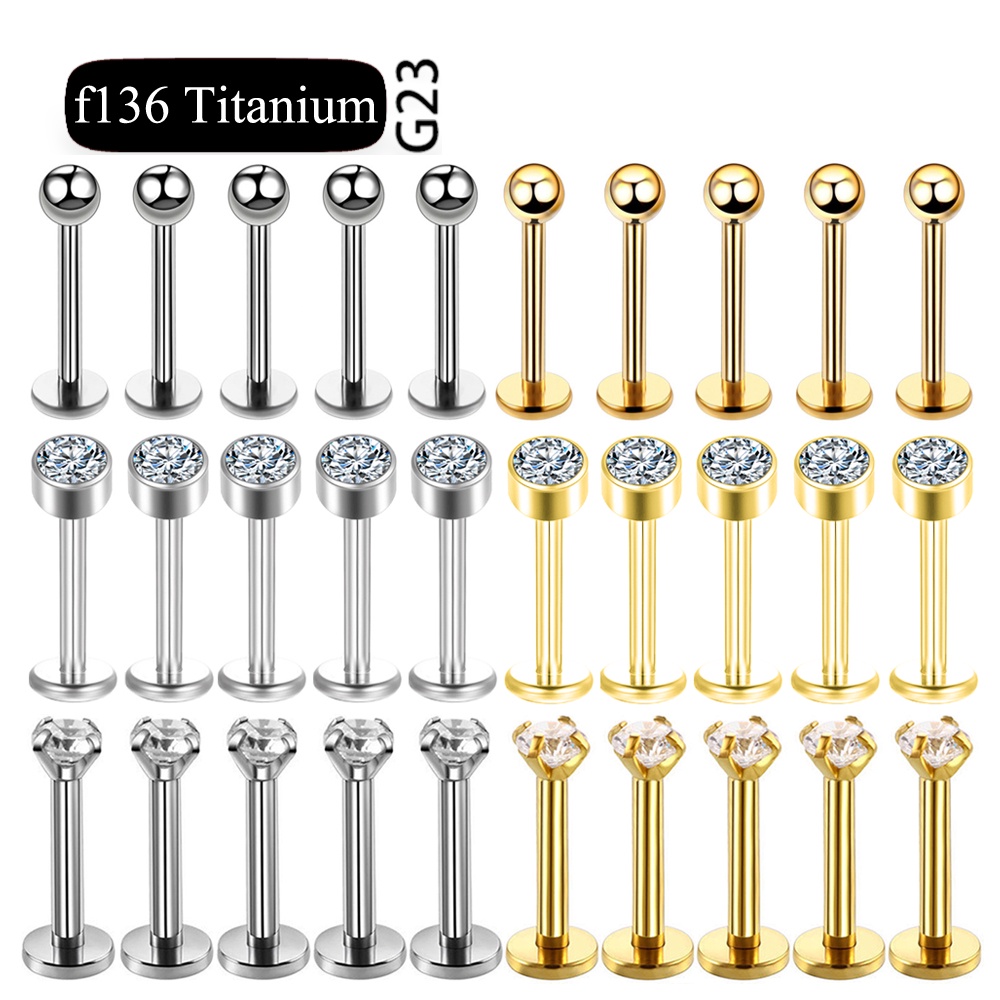 5Pc/10Pc Anel De Perfuração Para Cartilagem Helix Rook G23 Ttianium Labret Ear Earl Stud Jóia Quadrada CZ Pedra Tragus Pinos De Língua De Brinco Roscado Jóias De Corpo em Oferta na Shopee