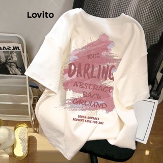 Lovito Camiseta De Tamanho Grande com Letras para Mulheres LNE17054 (Branca)