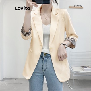 Lovito Blazer com Detalhes de Costura de Malha para Mulheres LNE19154 (Alperce)