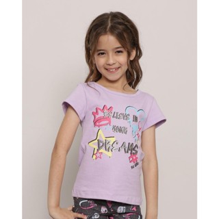 Camiseta Infantil Manga Curta Believe In Your Dreams Lilás
